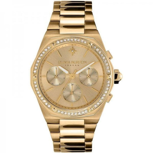 Ladies 38mm Hexa Multifuction Gold Plated Watch