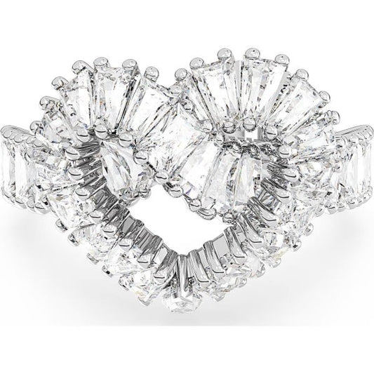 Matrix cocktail ring, Mixed cuts, Heart, White S60