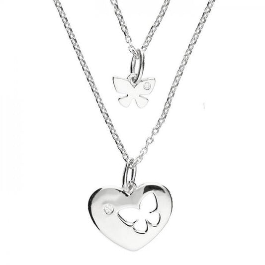 Silver Butterfly Pendant with CZ