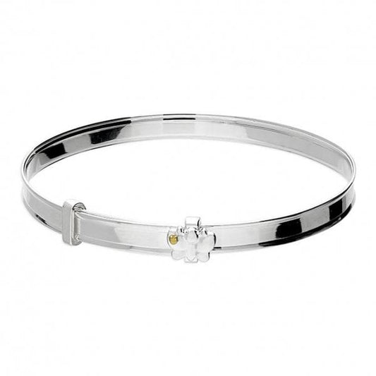 Two Tone Sterling Silver Expanding Bangle