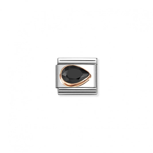 Classic Rose Gold Black Faceted Right Drop Charm