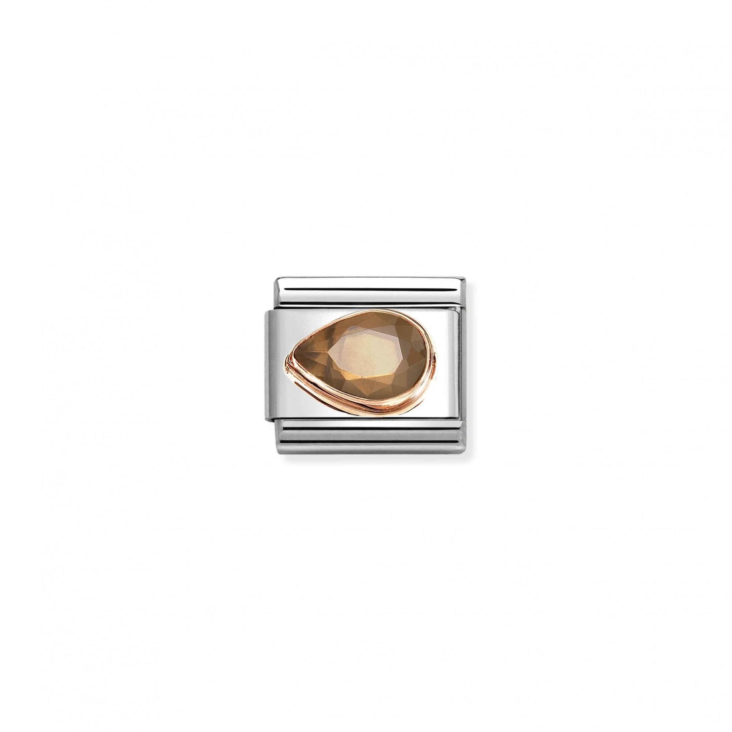 Classic Rose Gold Champagne Faceted Left Drop Charm