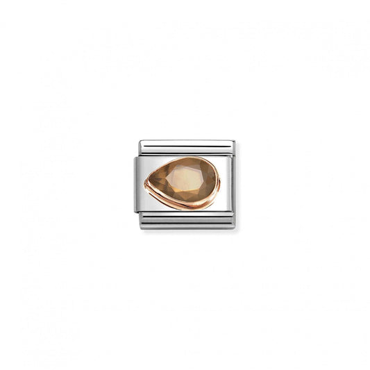 Classic Rose Gold Champagne Faceted Left Drop Charm