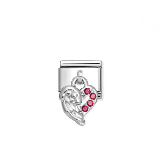 Silver Heart Wings Charm