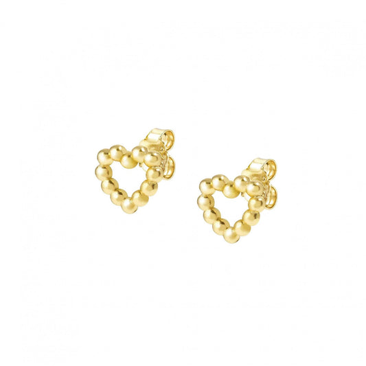 LoveCloud Yellow Gold Plated Heart Sterling Silver Earrings