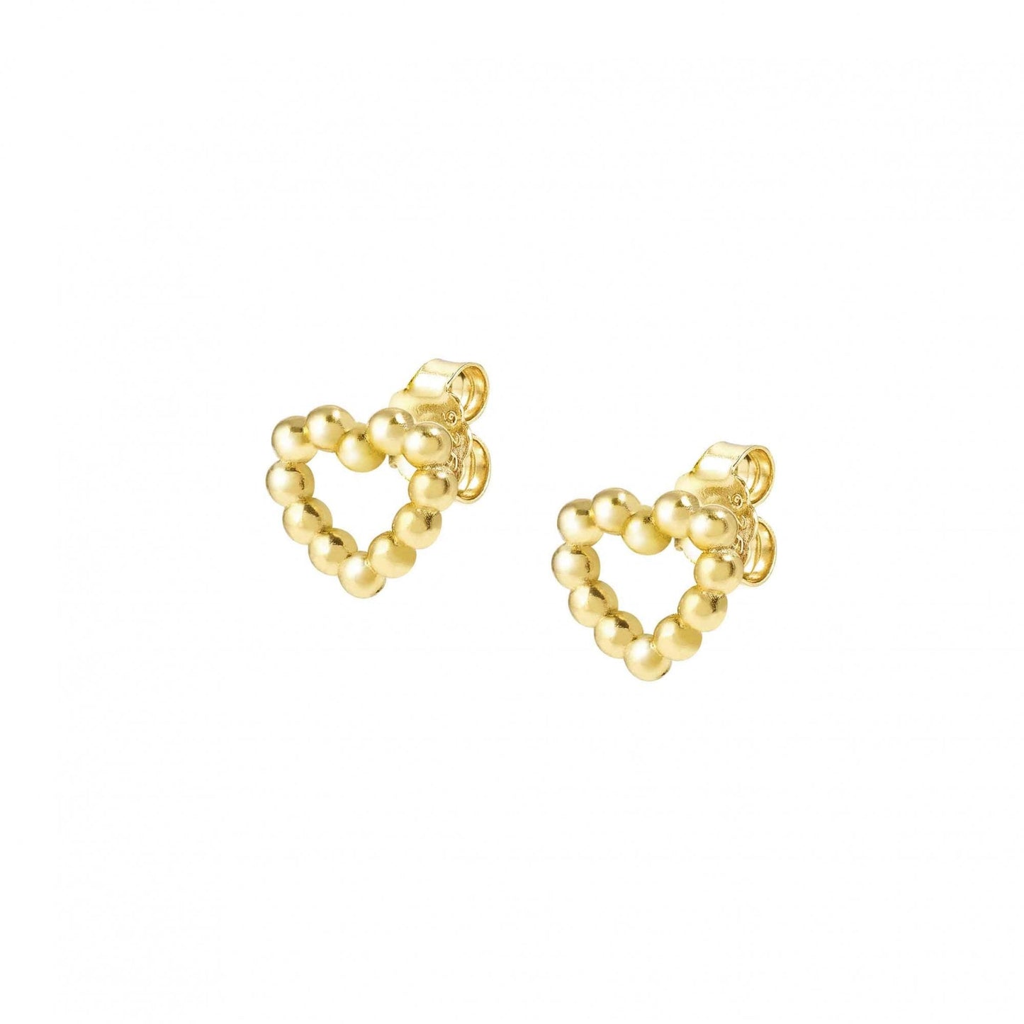 LoveCloud Yellow Gold Plated Heart Sterling Silver Earrings