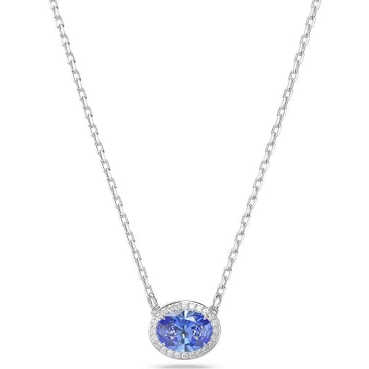 Constella necklace, Oval cut, Blue, Rhodium plated
