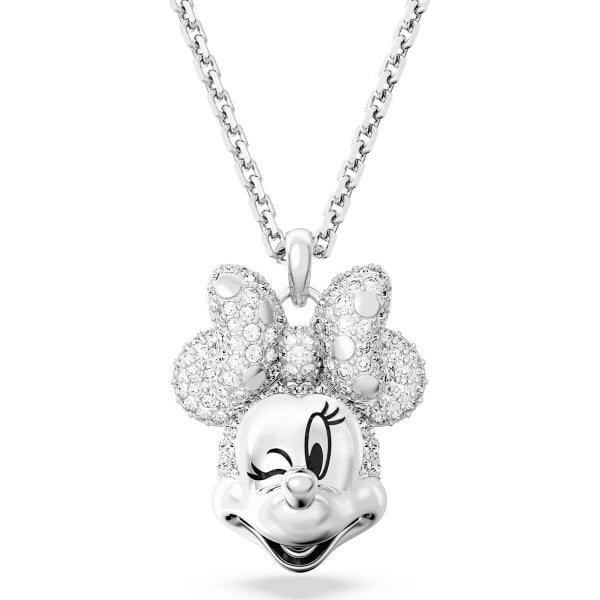 Disney Minnie Mouse pendant, White, Rhodium plated