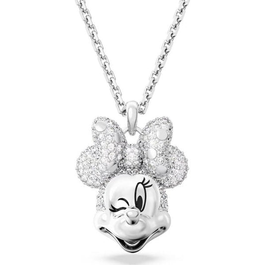 Disney Minnie Mouse pendant, White, Rhodium plated