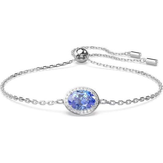 Constella bracelet, Oval cut, Blue, Rhodium plated