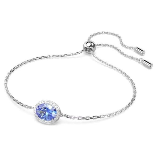 Constella bracelet, Oval cut, Blue, Rhodium plated