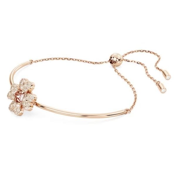 Idyllia bracelet, Clover, White, Rose gold-tone