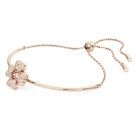 Idyllia bracelet, Clover, White, Rose gold-tone