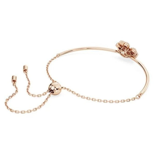 Idyllia bracelet, Clover, White, Rose gold-tone