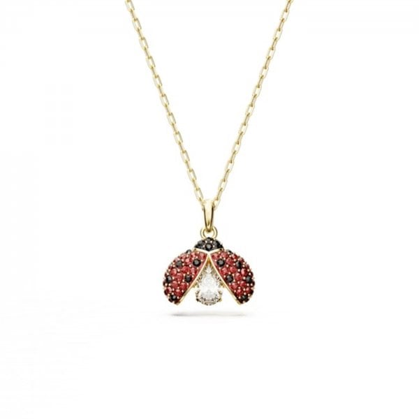 Idyllia pendant, Ladybug, Red, Gold-tone plated