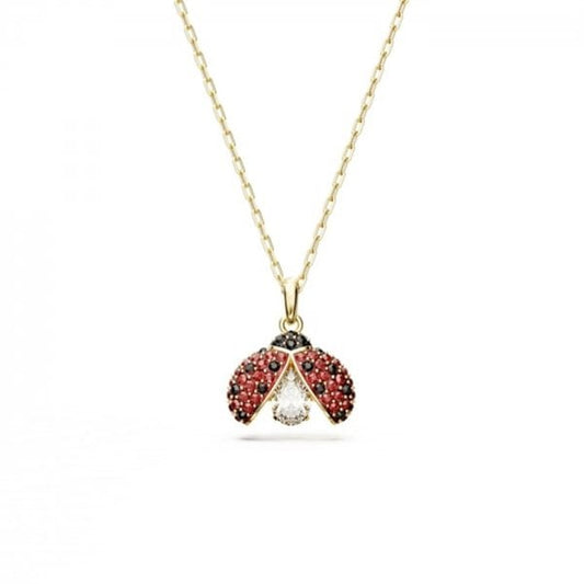Idyllia pendant, Ladybug, Red, Gold-tone plated