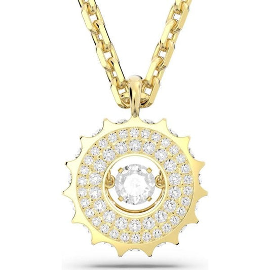 Rota pendant, Mixed round cuts, White, Gold-tone