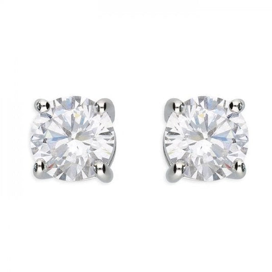 Sterling Silver 6mm Earrings - with CZ