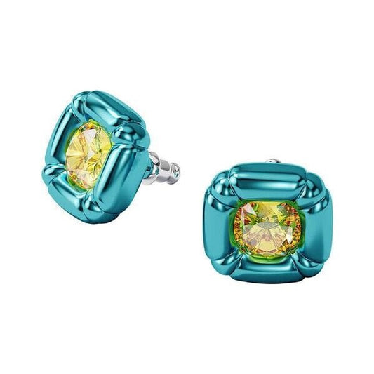 Dulcis stud earrings, Cushion cut, Blue