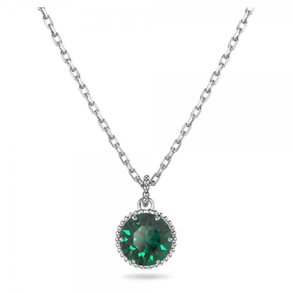 Birthstone pendant, Round cut, May, Green