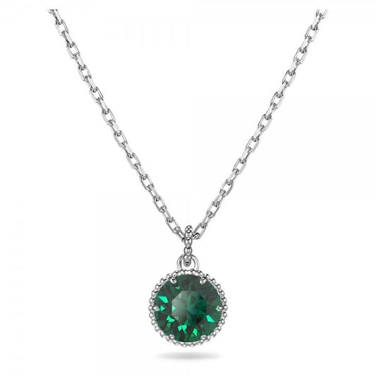 Birthstone pendant, Round cut, May, Green