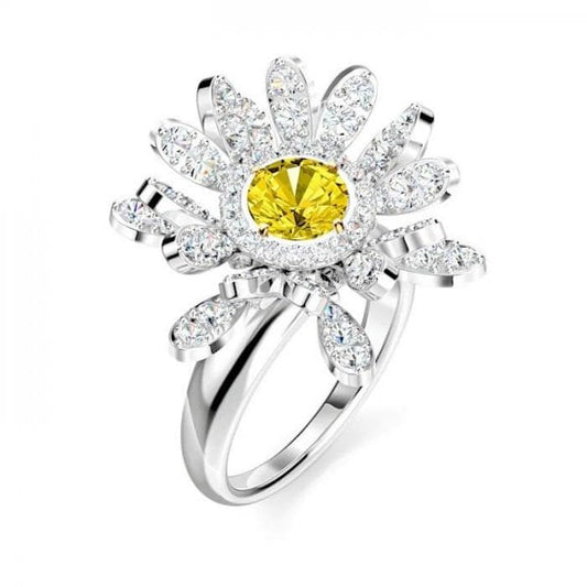 Timeless Cubic Zirconia Yellow Flower Ring S52
