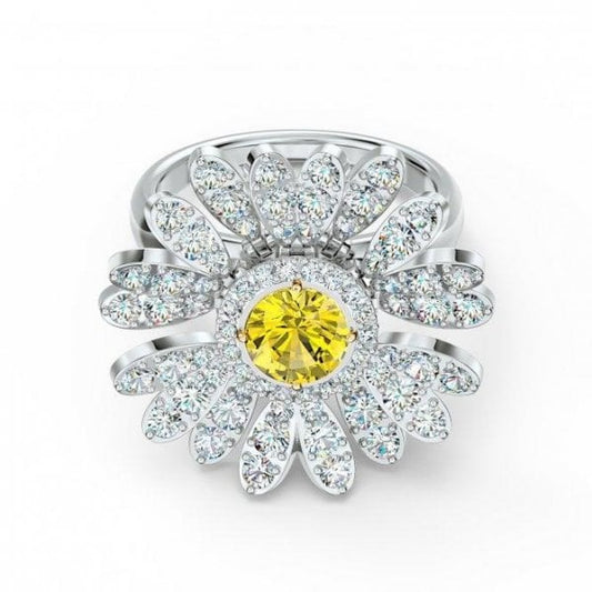 Timeless Cubic Zirconia Yellow Flower Ring S50