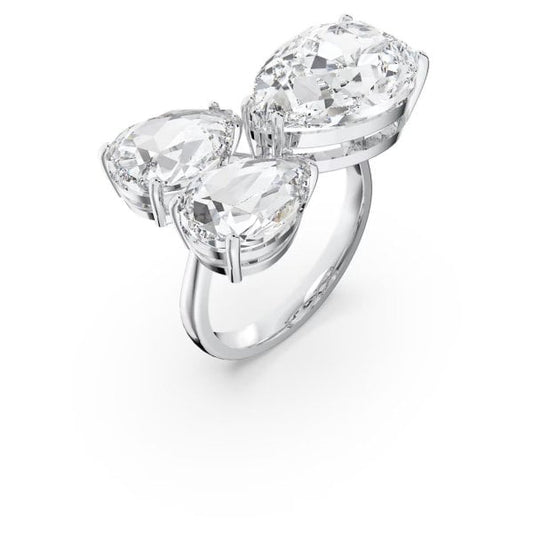 Millenia ring, Pear cut, White, Rhodium plated S50