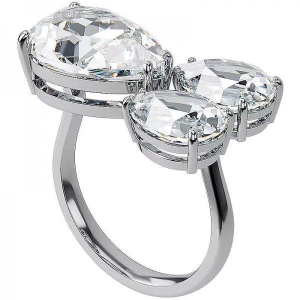 Millenia ring, Pear cut, White, Rhodium, S60