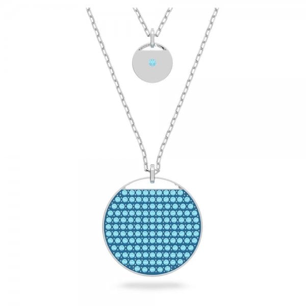 Ginger layered pendant, Blue, Rhodium plated