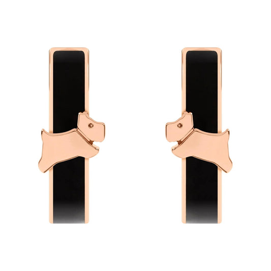 Black Enamel Huggie Earrings