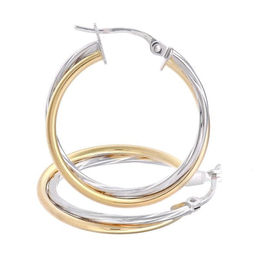 Two Tone Yellow & White Gold Earrings