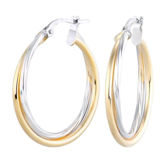 Two Tone Yellow & White Gold Earrings
