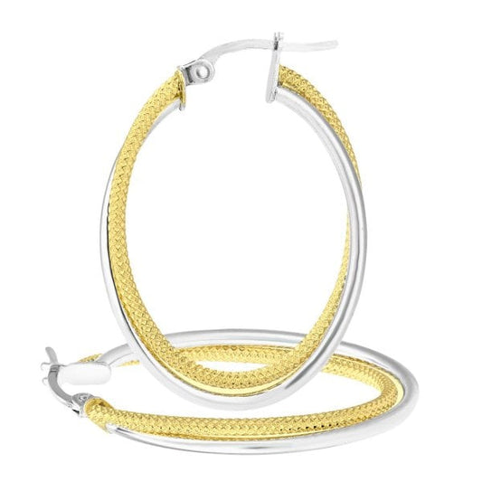 Two Tone Yellow & White Gold Earrings