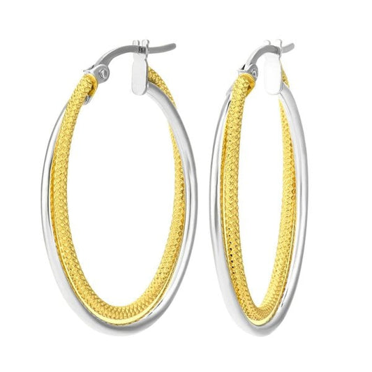 Two Tone Yellow & White Gold Earrings