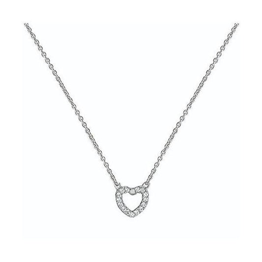 SILVER LADIES' RHODIUM PLATED CZ PENDANT ON CHAIN