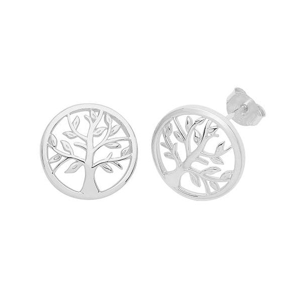 SILVER RHODIUM TREE OF LIFE STUDS