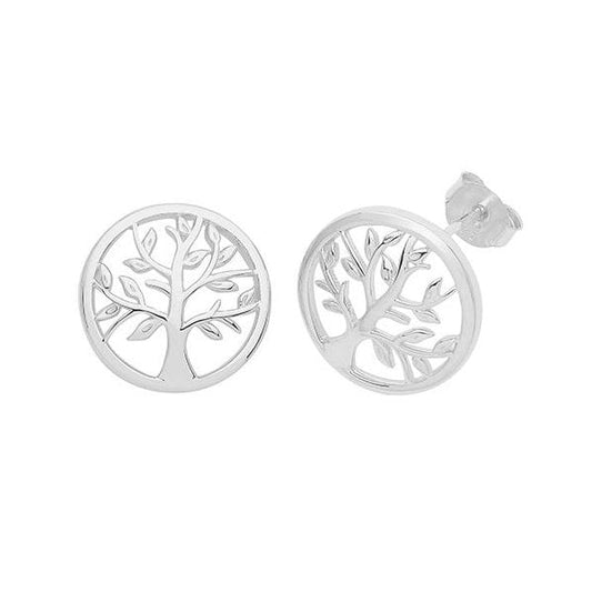 SILVER RHODIUM TREE OF LIFE STUDS