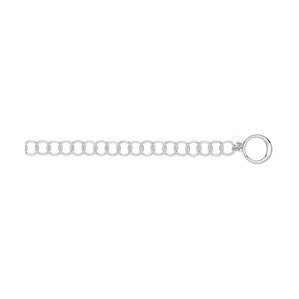 SILVER RHODIUM PLATED T-BAR CIRCLE LINK BRACELET