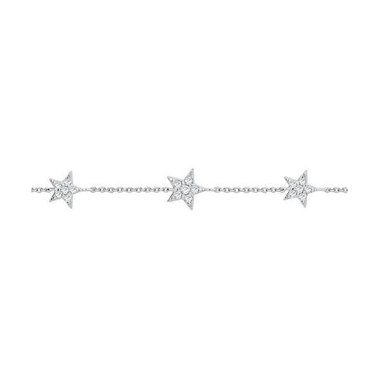 SILVER CZ TRIPLE STAR BRACELET