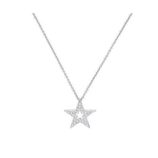SILVER CZ STAR NECKLET