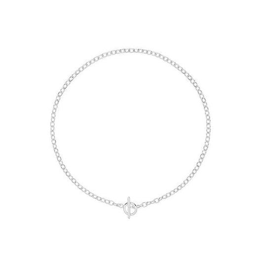 SILVER ROLLO T BAR NECKLET