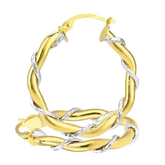 Yellow & White Gold Twist Earrings