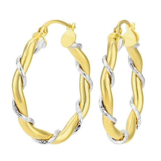 Yellow & White Gold Twist Earrings
