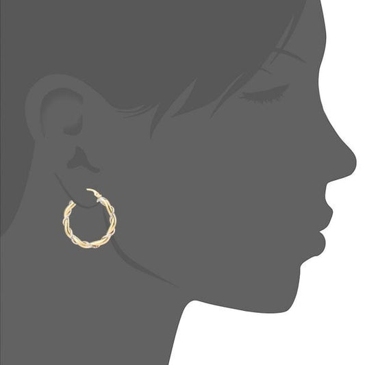 Yellow & White Gold Twist Earrings