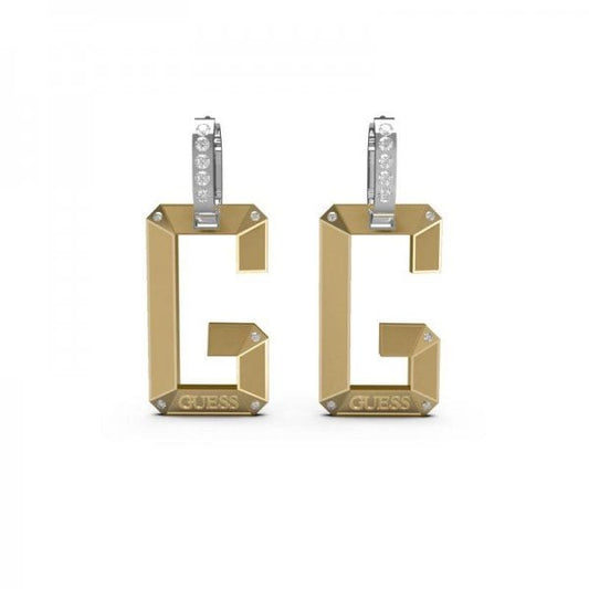 Ladies G-Shades Drop Two Tone Hoop Earrings