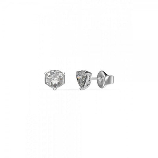 Ladies Clear Solitaire Heart Stud Earrings