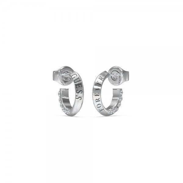 Ladies Rhodium Plated Forever Mini Hoops Earrings