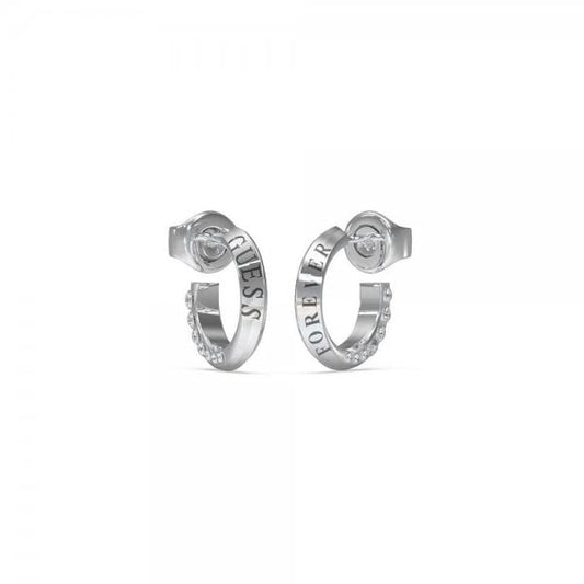 Ladies Rhodium Plated Forever Mini Hoops Earrings