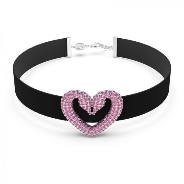 Una Choker Heart Pink Rhodium Plated